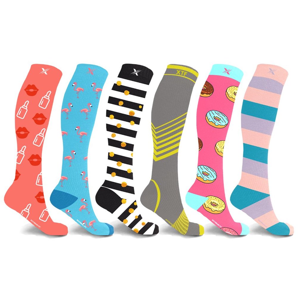 LARGE/X-LARGE Women's Knee High Compression Socks (6-Pairs)